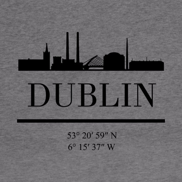 DUBLIN IRELAND BLACK SILHOUETTE SKYLINE ART by deificusArt